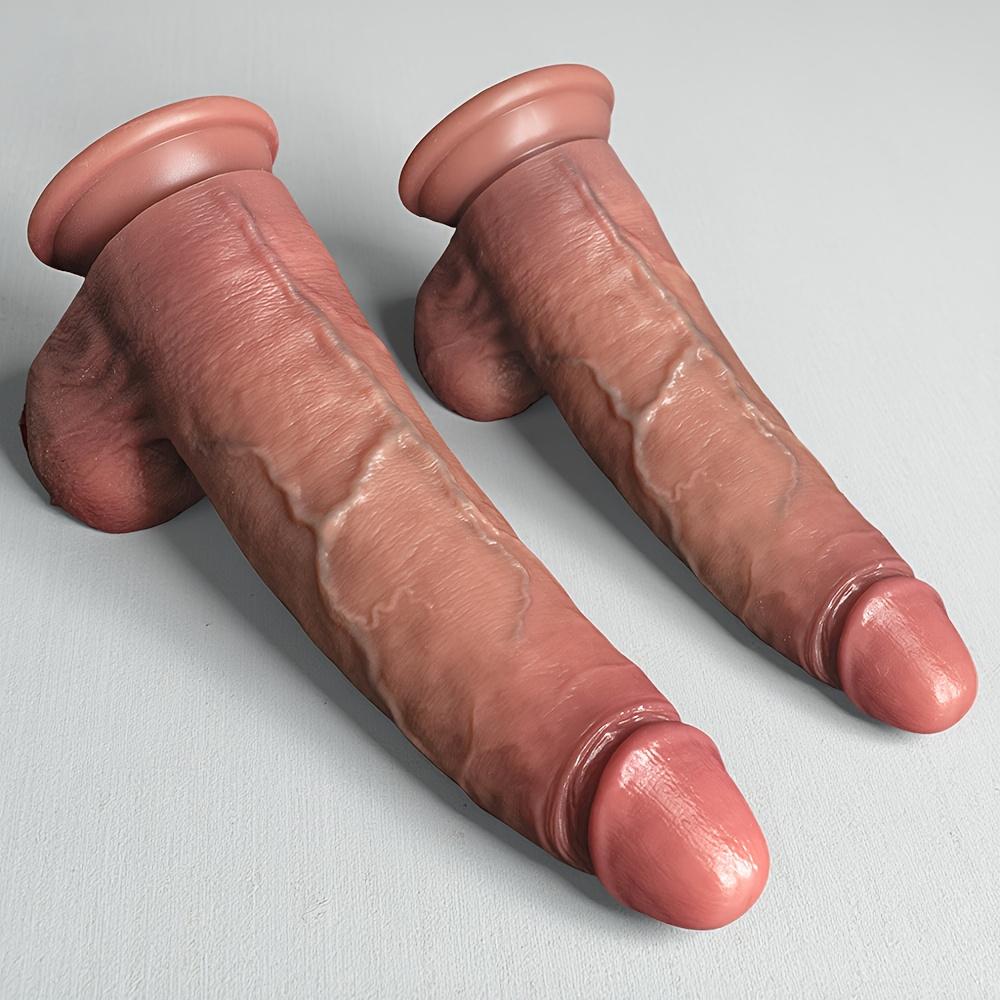 Dildo - 9.4" Realistic Liquid Silicone Dildo with Strong Suction Cup, Soft Dual-Layer Texture, Hands-Free Anal & Vaginal Toy for Men Women Couples