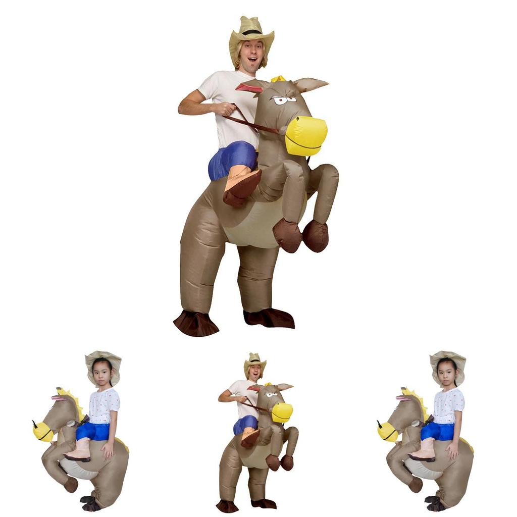 Vielseitiges aufblasbares Pferd und Jockey Kostüm für Erwachsene und Kinder Faschingsspaß