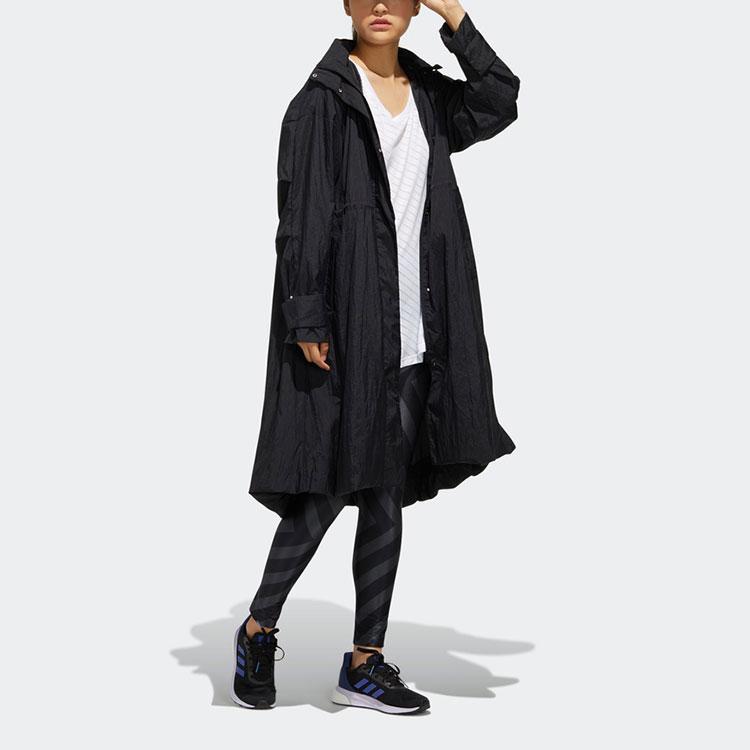 adidas Women's Black Long Hooded Windproof Jacket FM5184
