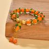 Persimmon Ruyi Glass Bead Bracelet: Women's Handmade Good Luck Jewelry, Popular Tourist Souvenir