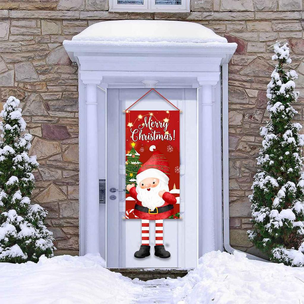 Christmas Santa Claus Hanging Flag Navidad Natal Noel Tree Door Banner Christmas Decorations For Home 2025 Happy New Year 2026