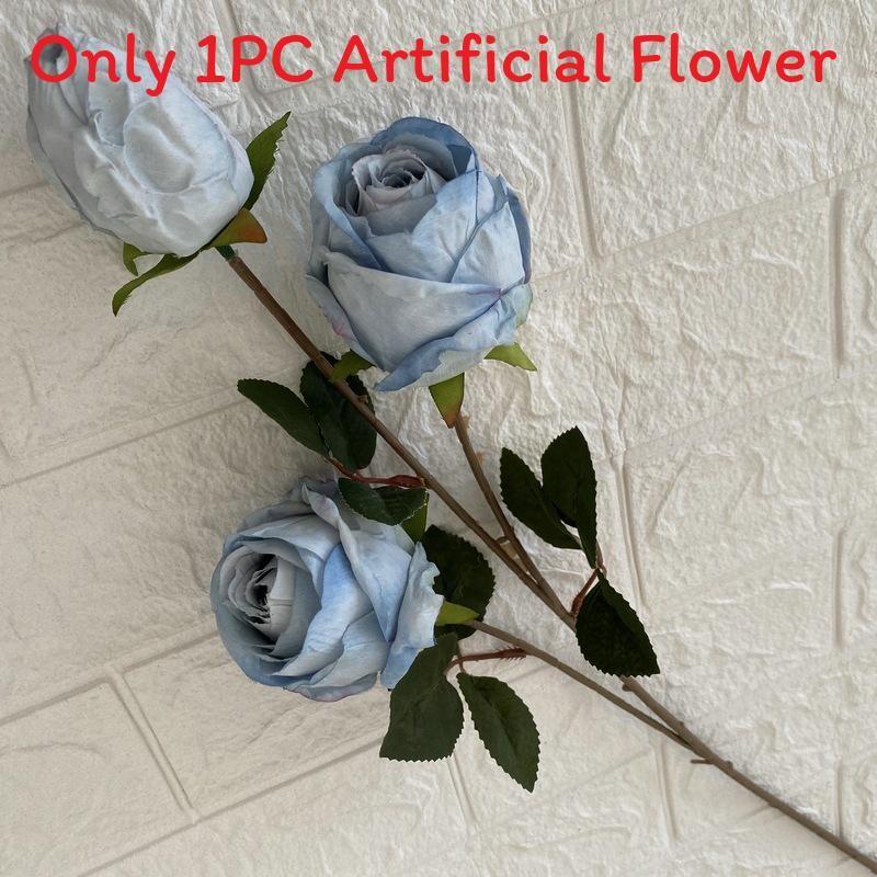 3head Long Branch Rose Artificial Flowers For Wedding Decor And Home Decorations