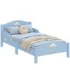 Lit Enfant 70 x 140 cm, Barrière de Sécurité, Motif Nuage, Bleu
