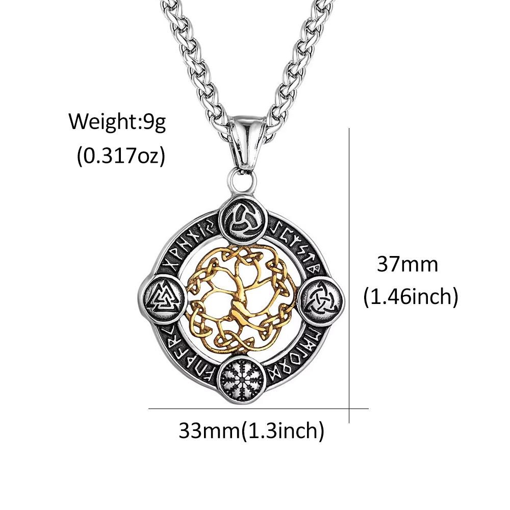 Vintage Viking Tree of Life Necklace 316L Stainless Steel Nordic Odin Amulet Pendant For Men Women Fashion Jewelry