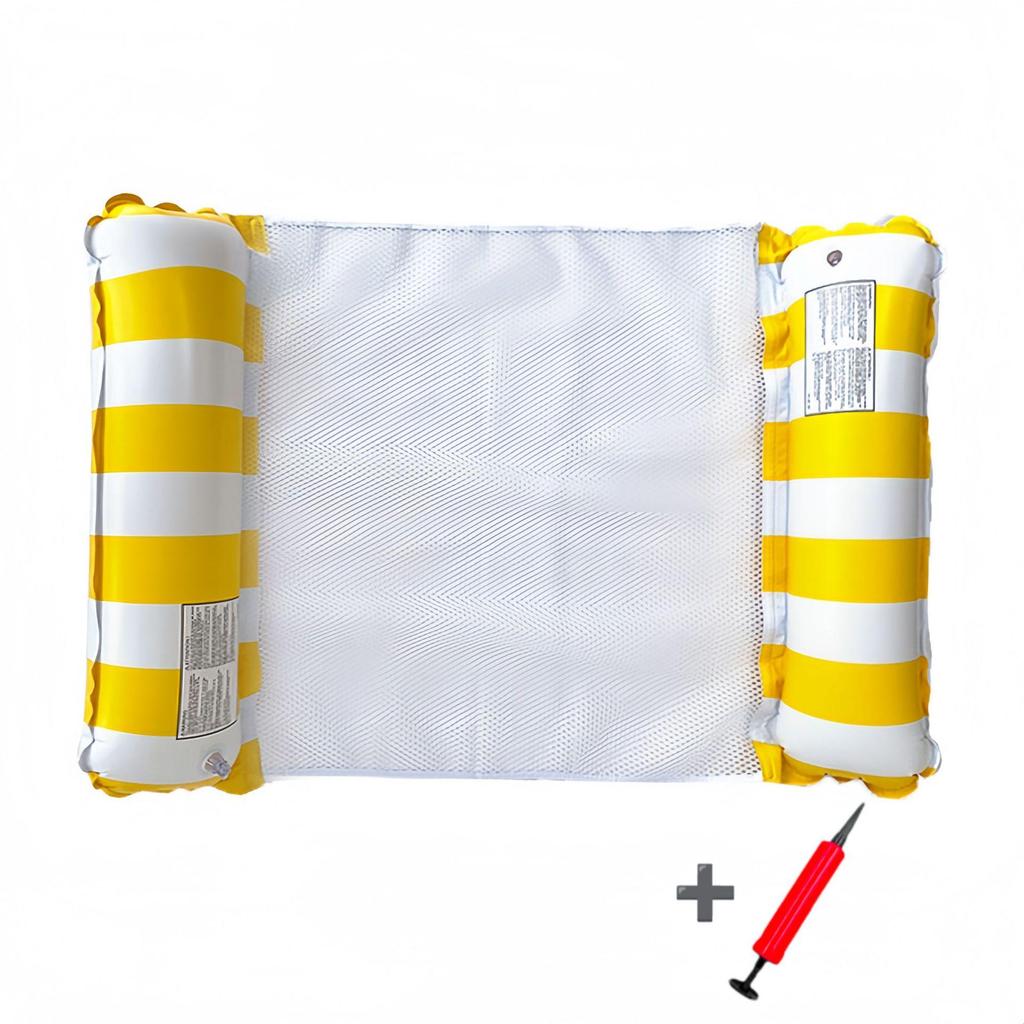 Inflatable Stripe Mesh Floating Bed - Foldable Seaside Lounger