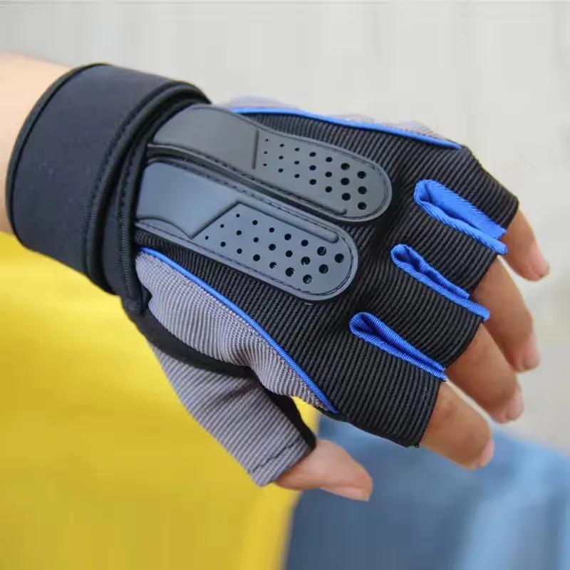 1 Paar Fitness Anti-Rutsch Halbfingerhandschuhe Geeignet für Radfahren Reiten Motorrad Männer und Frauen Skifahren Schwarze Handschuhe