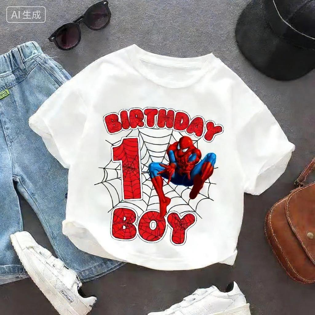 Marvel SpiderMan Summer Tshirt 19 Years Old Birthday Number Style Childrens Boy Girl Shortsleeved Party Shirt As A Gift Top