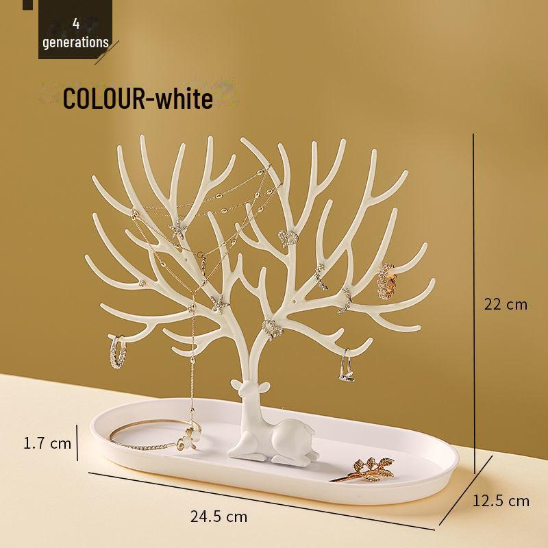 Deer Antler Jewelry Display Stand: Tree-Shaped Necklace & Earring Holder with Storage Box