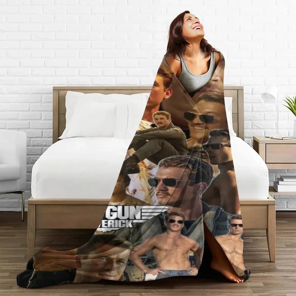 Classic Movie Top Gun Plaid Blankets Sofa Cover Velvet Spring Autumn Ultra-Soft Throw Blankets for Home Outdoor Plush Thin Quilt