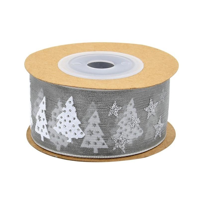 Christmas Ribbon Christmas Tree Decoration Gift Package Decor 5m/20m Christmas Tree and Star Printing