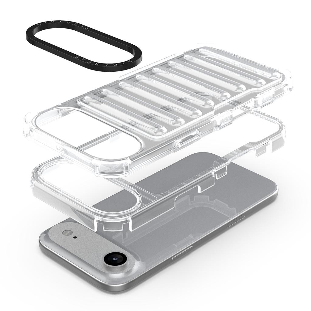 For iPhone 17 Air Case Stripe Design Anti-Slip Detachable TPU+PC Phone Cover