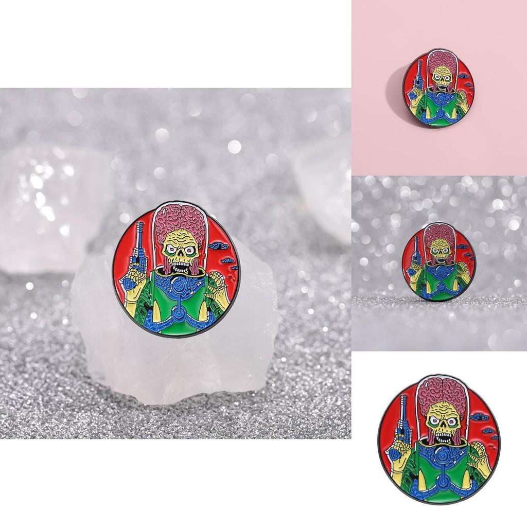Creative Cartoon Alien Brooch Sci-fi Movie Brain Design Unique Alloy Pin For Halloween Fun