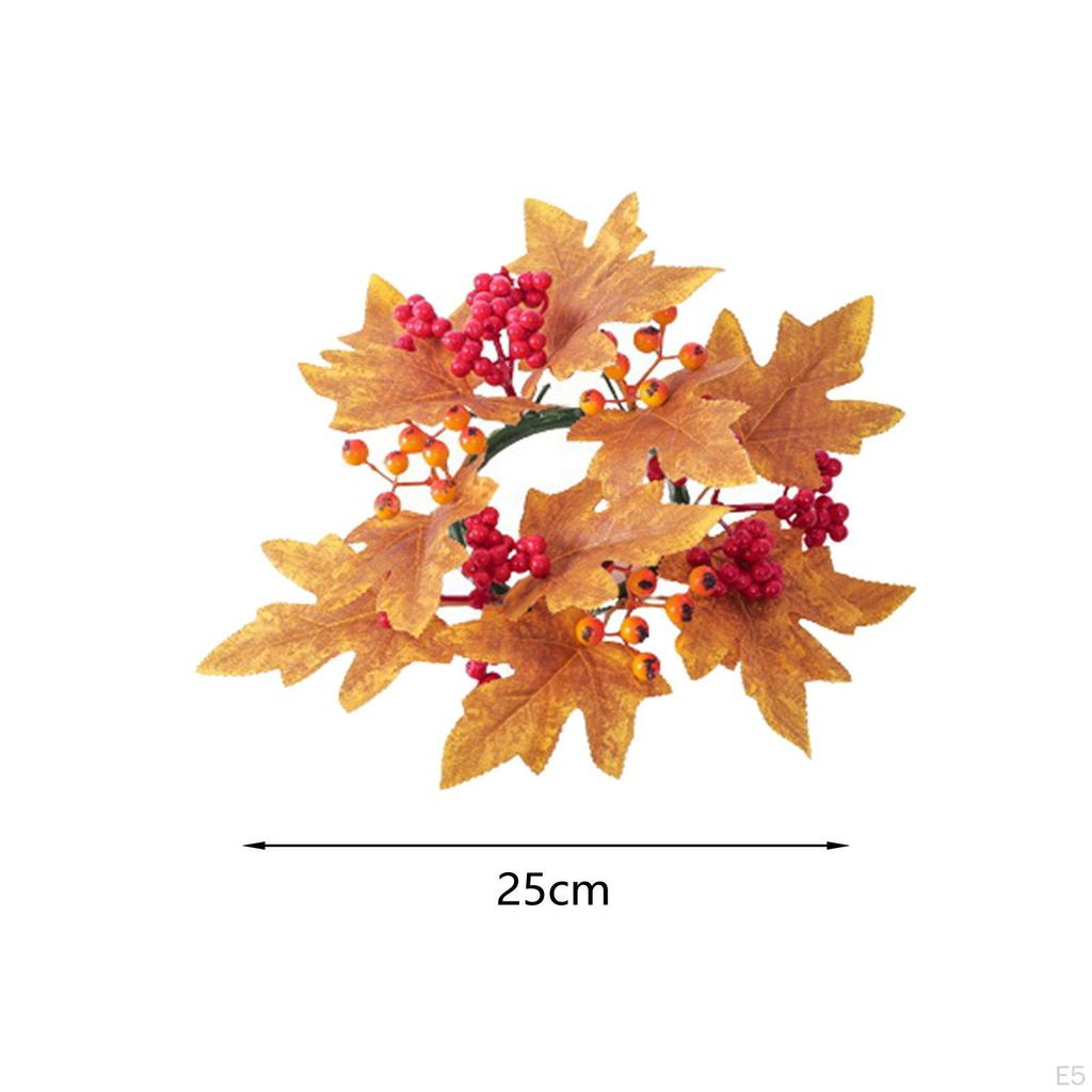 Artificial Maple Leaf Candle Garland Autumn Rings Fall Ring for Pillar Thanksgiving
