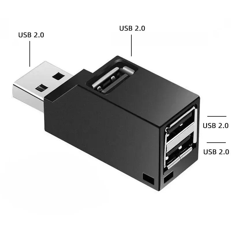 

USB 3.0 2.0 HUB Adapter Extender 3-Port Inline Portable Splitter Hi-Speed Hub High-Speed Data Transfer For PC Laptop