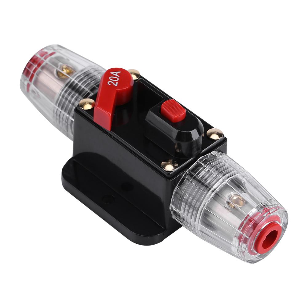 DC12V-24V Car Circuit Breaker Reset Inline Fuse Inverter Audio/Video System Protection (20A)