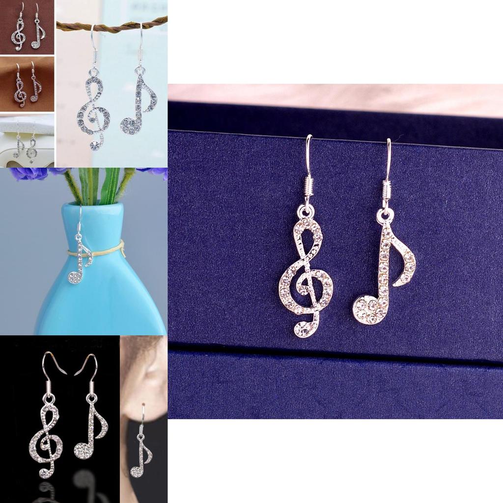 Stylish Alloy Material Crystal Rhinestone Music Ear Stud Earrings For Women