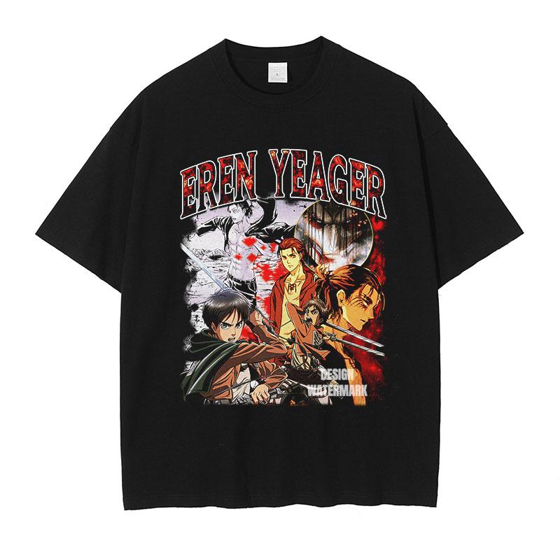 Anime Levi Ackerma T Shirts Oversized Vintage Washed AAttack on TTitan Tshirt Retro Streetwear TTitan AAttack Tshirt Cotton
