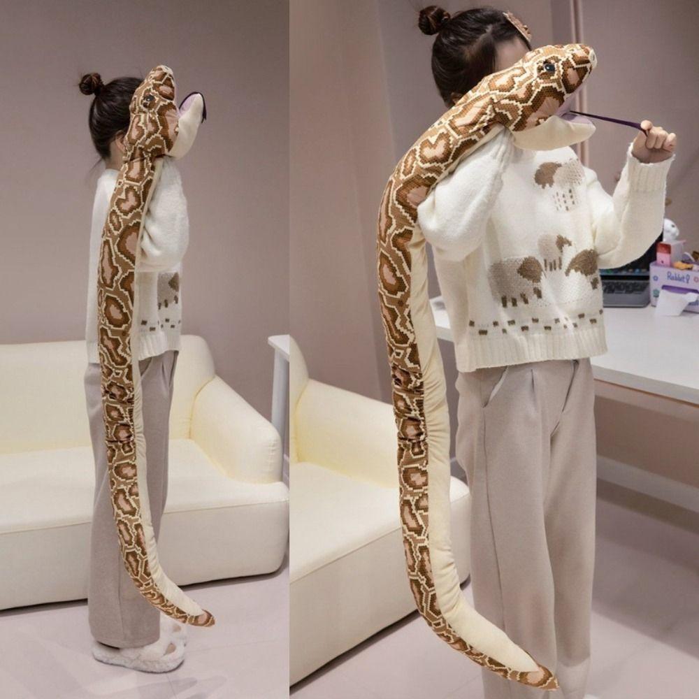 Simulated Giant Snake Plush Toy Long Animal Hand Puppet Toy Stuffed Snake Doll for Children Boys