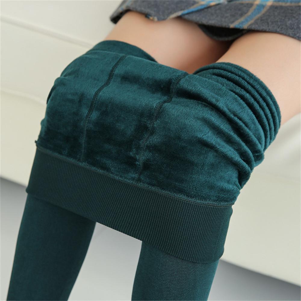 Women Winter Leggings Warm Leggings High Waist Solid Color Velvet Women Thickened Velvet Leggings Stretchy Black Leggings