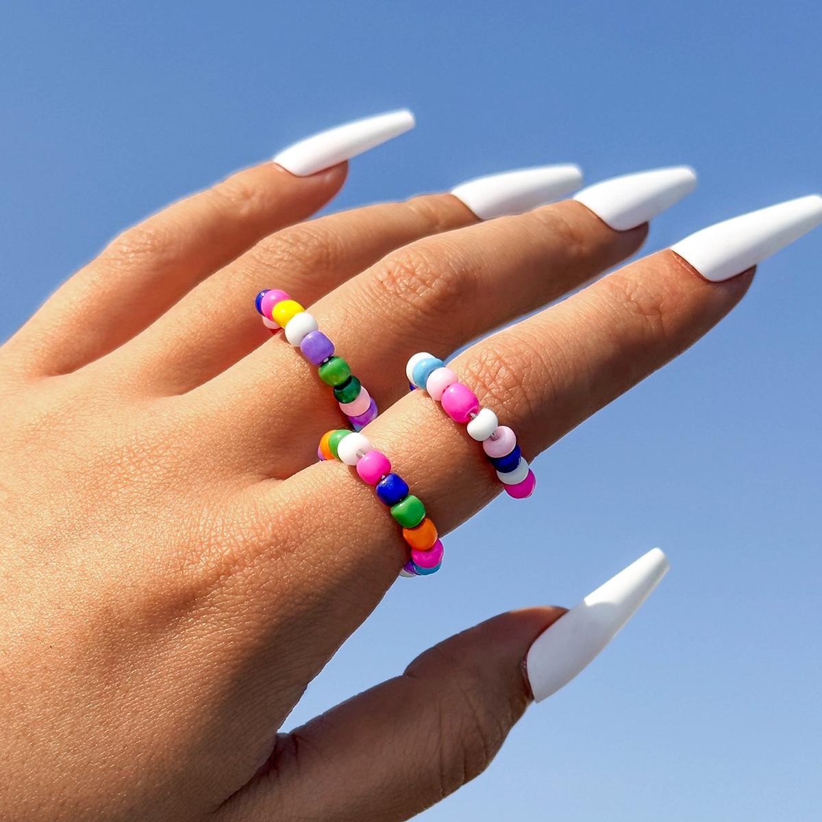 

Красочные бисерные наборы колец для женщин, свадебные праздничные украшения