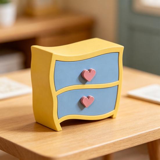 DollHouse Cabinet, Miniature Drawer Cabinet, Simulation DIY Scene Model Decor, Decorative Storage Dresser for Dollhouse Furniture Pretend Play Props