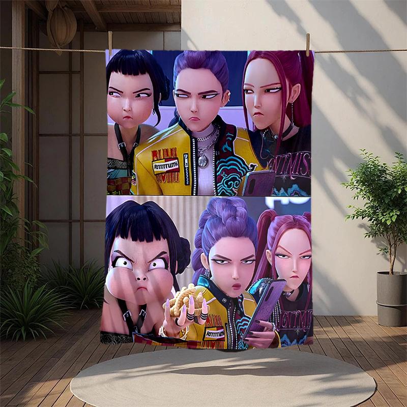 Kpop Hunter Flannel Blanket Soft Warm All-Season Throw, Design for Camping, Car Travel, Hiking Sofa, Bed, Office Perfect Gift for Parties