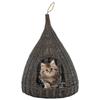VidaXL Cat Basket with Cushion Grey 40x60 Cm Natural Willow