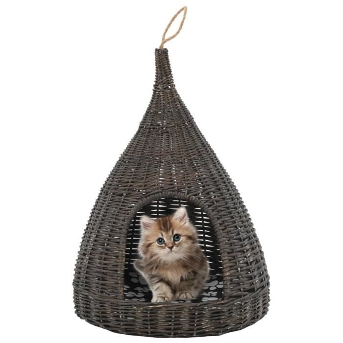 VidaXL Cat Basket with Cushion Grey 40x60 Cm Natural Willow