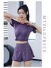 Women's Summer Yoga Wear: Stretchy Two-Piece Short Sleeve & Shorts Fitness Set