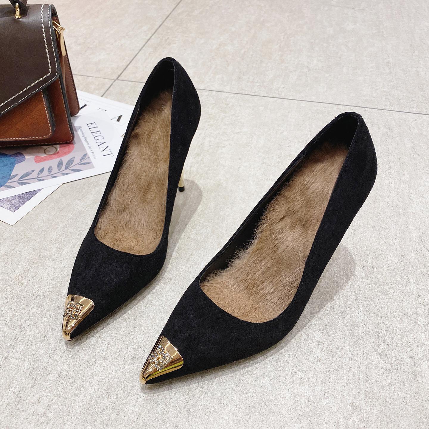 

92652025 Micro Supply 2025 Spring New High Heels Pointed Thin Heel Metal Head Shallow Mouth Single Shoes Women s Shoes 39