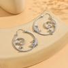 Vintage Silver Minimalist Style Metal Carved Pattern Earrings Ethnic Geometric Spiral Pendant women's Jewelry