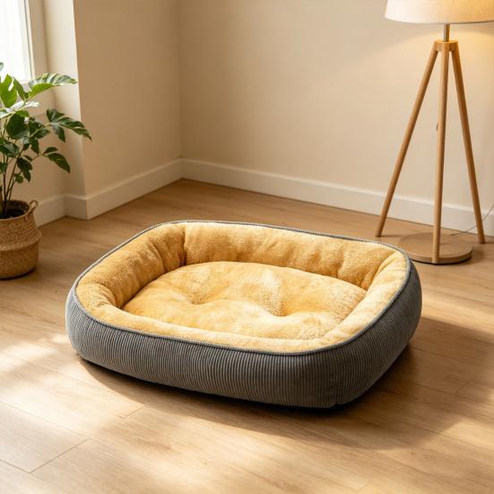 Cat Sofa Soft Plush Bed with Thickened Filling and Neck Protector Anti-Slip Bottom for Warm Winter Cats