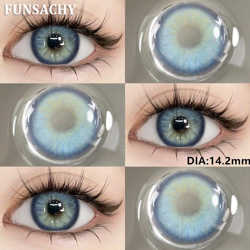 FUNSACHY Nové Módní Kontaktní Čočky 14.2mm Barevné Oční Kontaktní Čočky Modré Přírodní Čočky Šedé Zorničky Oční Make-up Kosmetika Roční