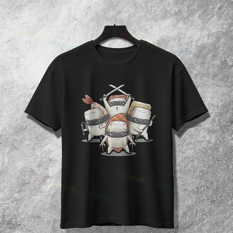 Ninja Sushi Squad Graphic Tee Unisexs Funny Food Lover Cotton Short Sleeve Casual Streetwear TShirt S