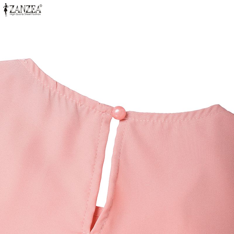 ZANZEA Women Casual Round Neck Loose Long Sleeve Muslim Dress