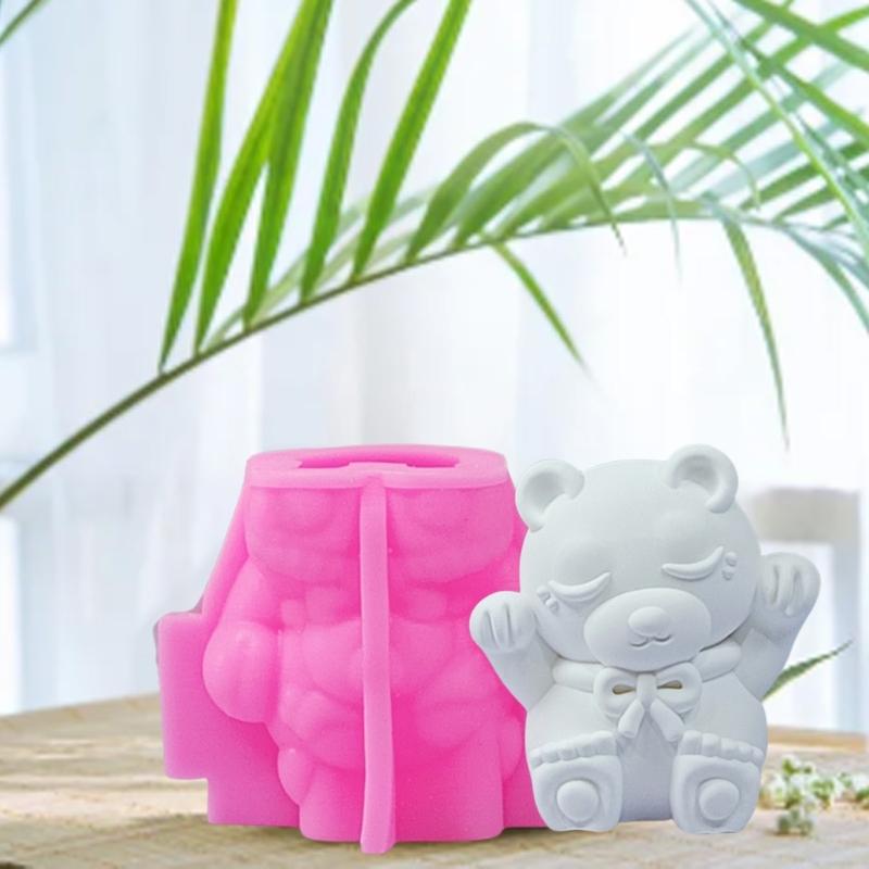 Sitting Bear with Bows Mould Silicone Molds Soap Molds Castings Molds Ornament Molds Fondant Cake Chocolate Molds