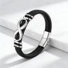 Fashion Men's 8 Letter Leather Bracelet Handmade Braided Black Wristband Luxury Daily Ornament