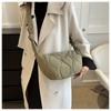 Fashion Solid Color Shoulder Bags Large Capacity Down Cotton Padded Quilted Tote Bag Shopping Bag Women Girls