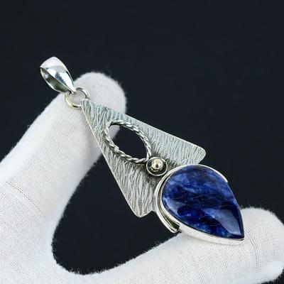 Sodalite Pendant, Natural Sodalite Jewelry, 925 Sterling Silver Jewelry, Handmade Bohemian Pendant, Blue Sodalite Unisex Pendant For Gifts