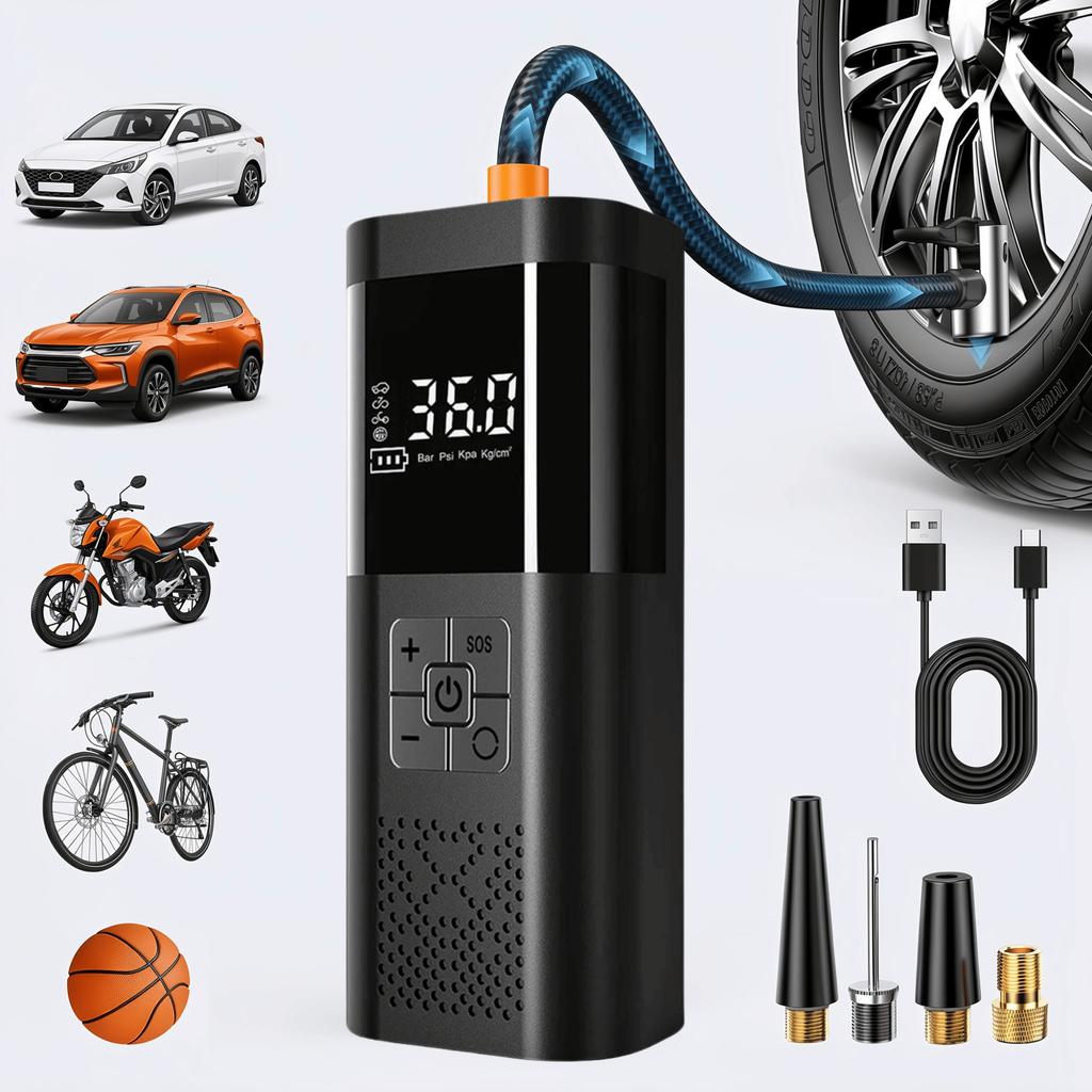 Cordless Car Air Pump 150PSI Portable Air Compressor with Digital Gauge, Smart Tire Inflator for Motorcycle Bike Car Tires Balls