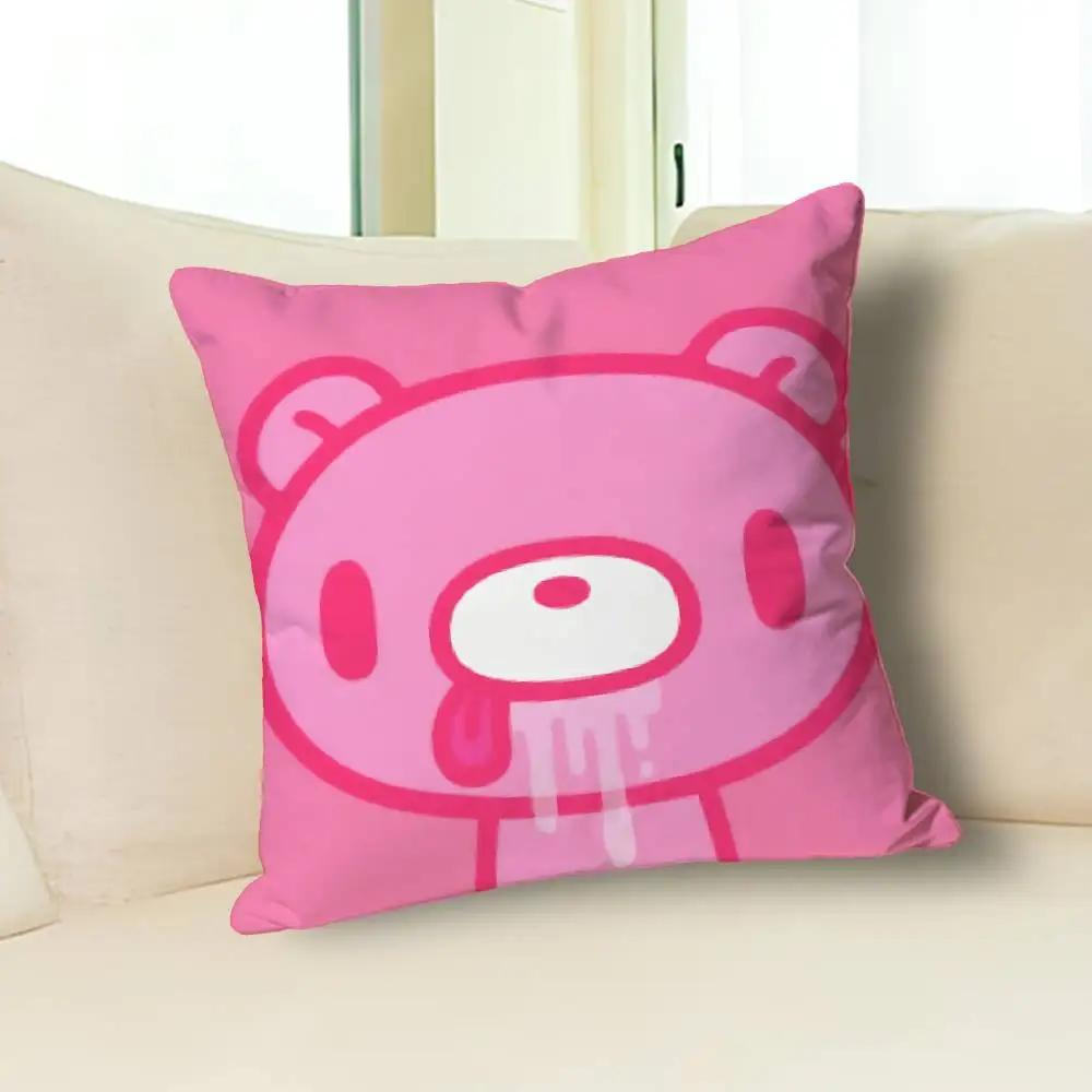 Kawaii G-Gloomys Pink Bear Pillow Cases for Bedroom Living Room Sofa Home Decor Polyester Cushion Cover with Zipper