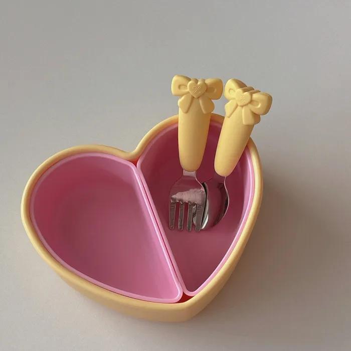 

Ribbon Baby Spoon Fork Set (3 Colors) Rose