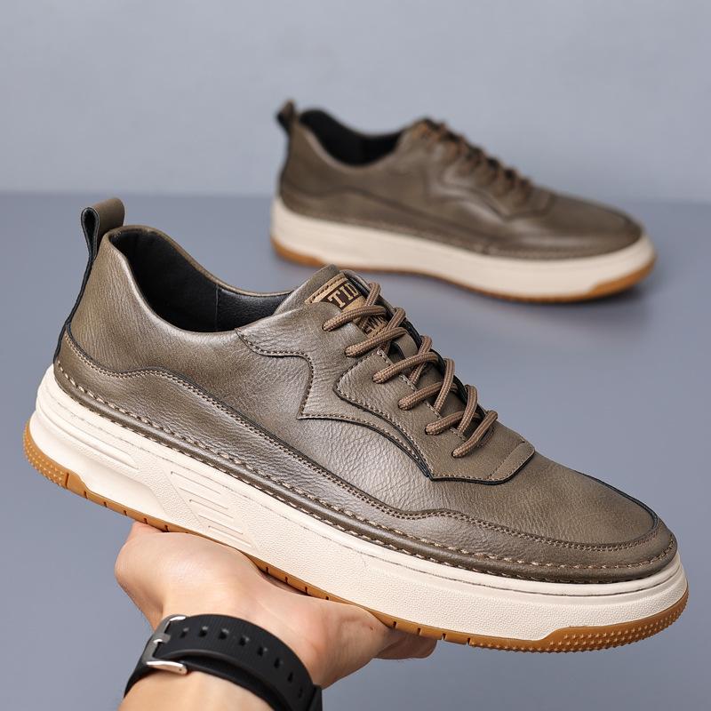 Fashion Men's Shoes 2024 Autumn New British Outdoor Fashion Casual Leather Shoes Men's Autumn Thick-soled Black Work Shoes Size 38-43