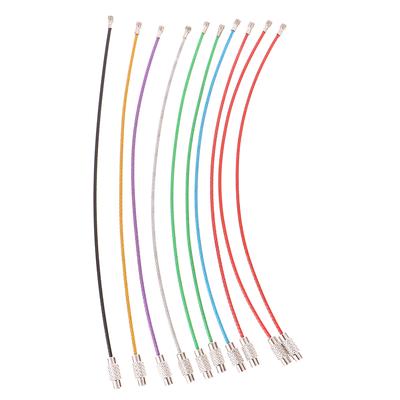 10Pcs Stainless Steel Keychain Rope Wire Cable Loop Screw Lock Gadget Ring
