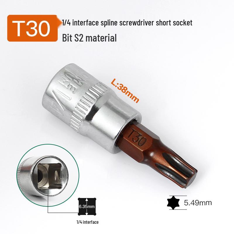 Compact T25 Torx Screwdriver Set with Hex Socket, Flower Pattern Bit