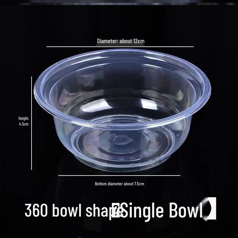 

Thickened Disposable Plastic Round Bowls, 50 Pcs