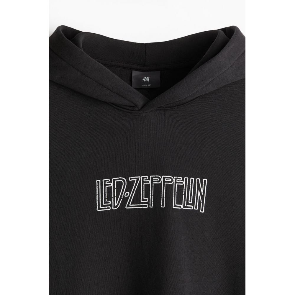 H M Loose Fit Hoodie Black Led Zeppelin