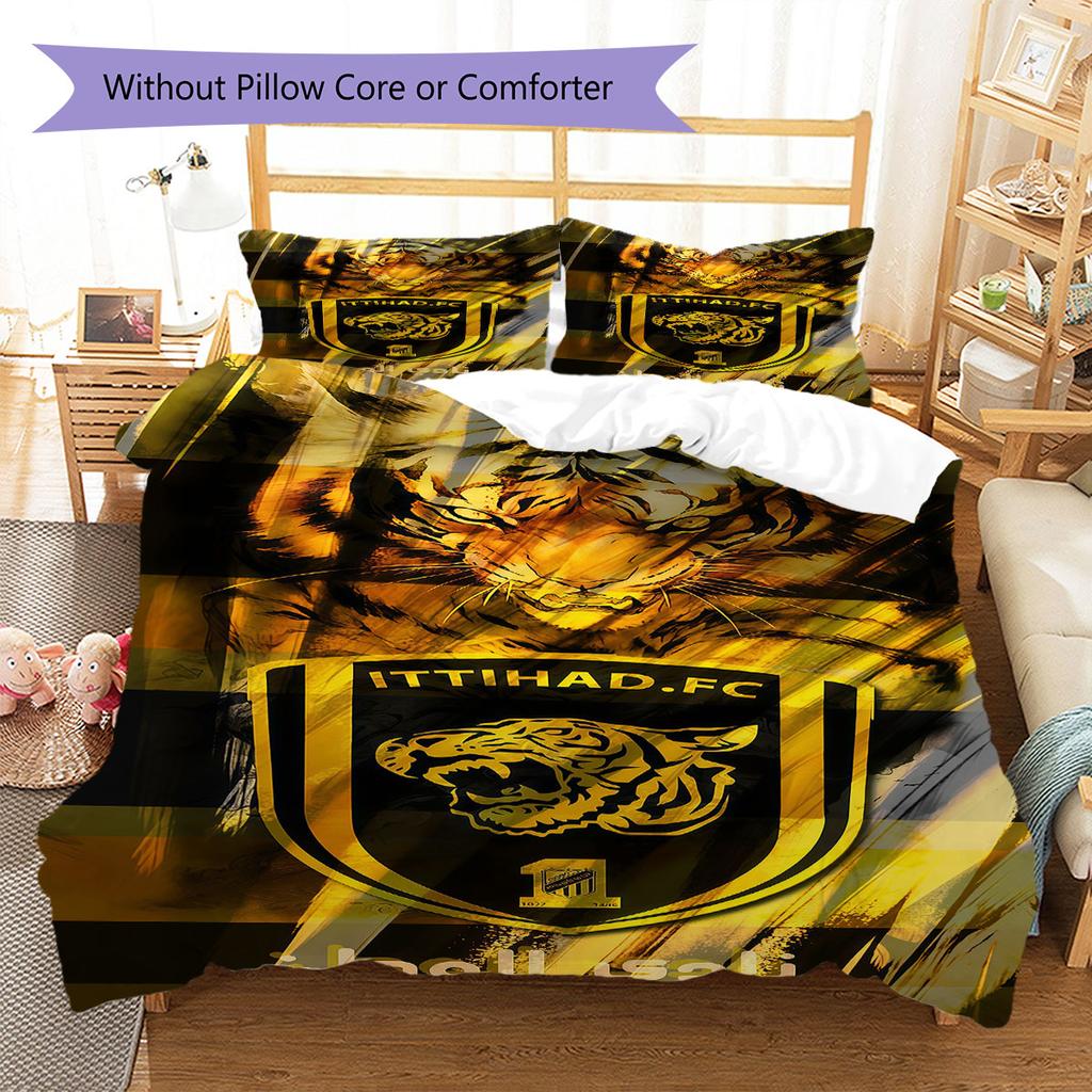 Al-Ittihad FC Pattern Bedding,Quilt Set Quilt Cover Pillowcase Home Birthday Gift(1 * Duvet Cover + 2 * Pillowcase, Without Core)