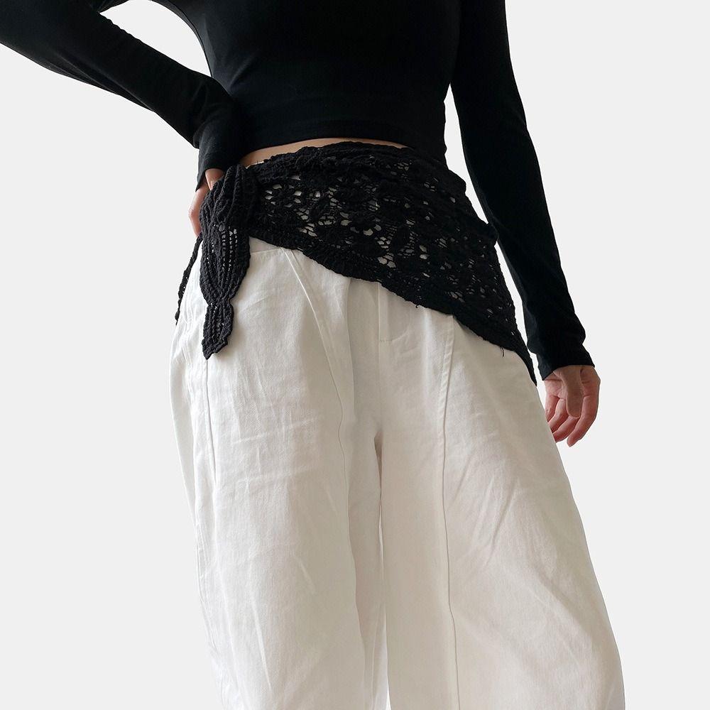 White Lace Triangle Scarf Cape Hip Scarf Simple Lace Shawl  Female