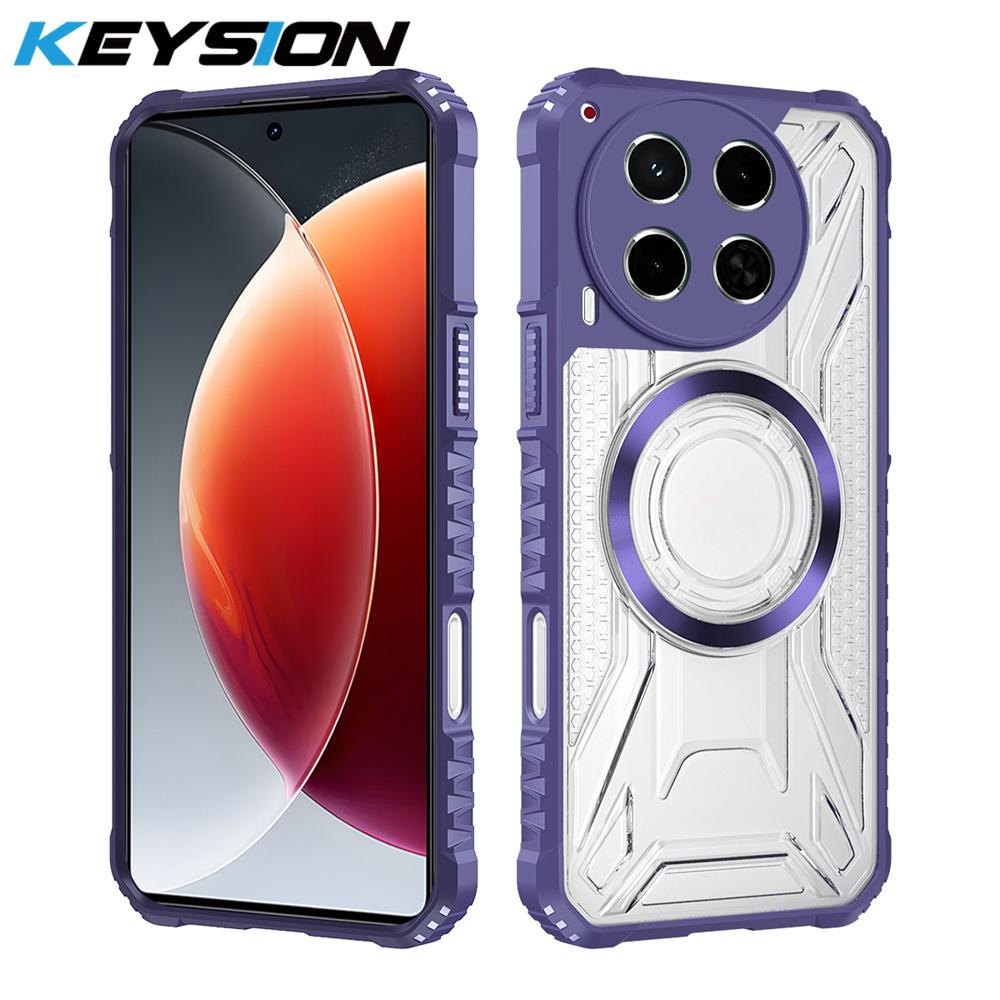KEYSION Transparent Magnetic Case for TECNO Camon 30 4G oft Silicone+PC Heavy Duty Shockproof Phone Cover for TECNO Camon 30 5G